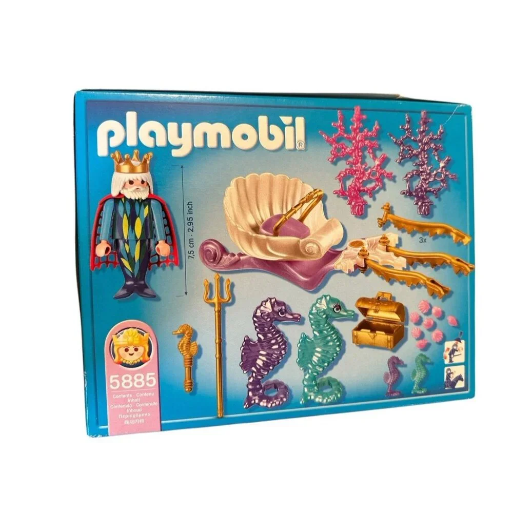New PLAYMOBIL 5885 King Neptune and Seahorse‎ Chariot Underwater Mermaid 2009